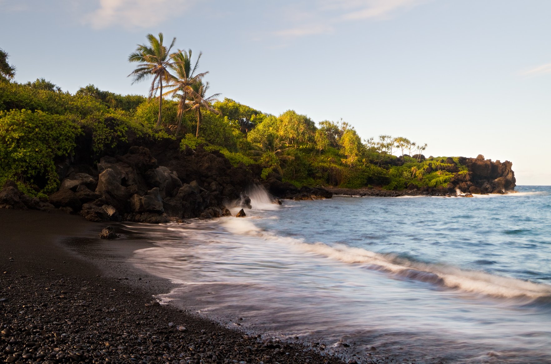 Black sand and lava rock at Waiʻānapanapa Beach, Maui